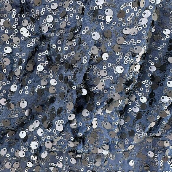 Davids Bridal Sequin Maxi Dress Navy Blue Size 1X Blouson Sleeveless Boat Neck - Picture 8 of 16